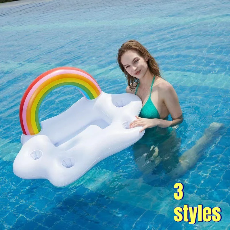 

Надувной держатель для напитков в виде радужного облака, подставка для стаканов, аксессуары для вечеринок у бассейна, зонт-кокосовая пальма, маленькая лодка для воды