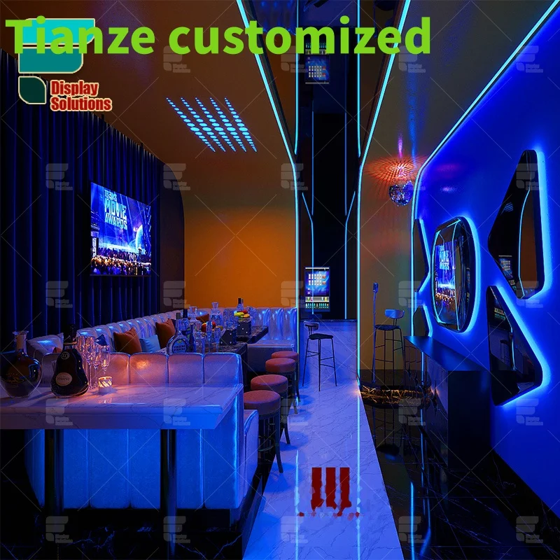 

{customized}Modern Custom Bar Counter Design Idea L Shape White Marble Led Night Club Furniture Commercial Restaurant Nightclub