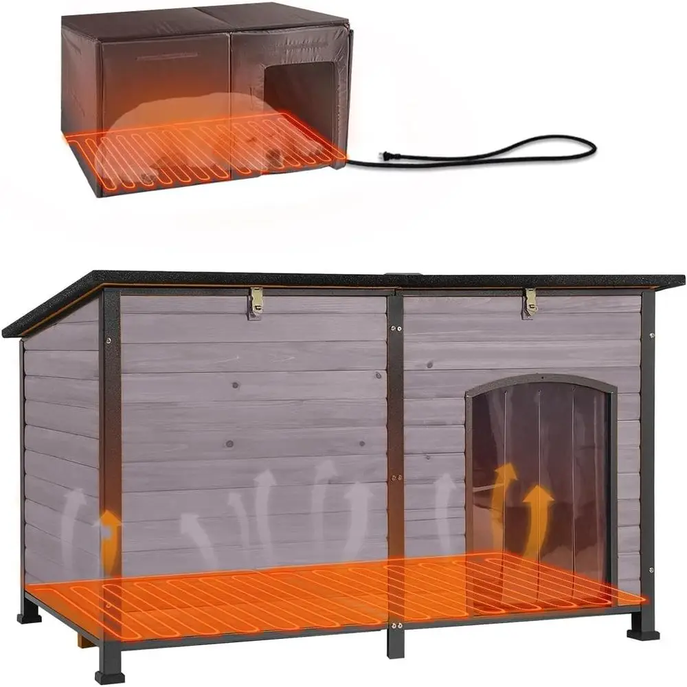 

Утепленный вольер для собак с водонепроницаемой изоляцией для средних и крупных пород, уличный, с железным каркасом