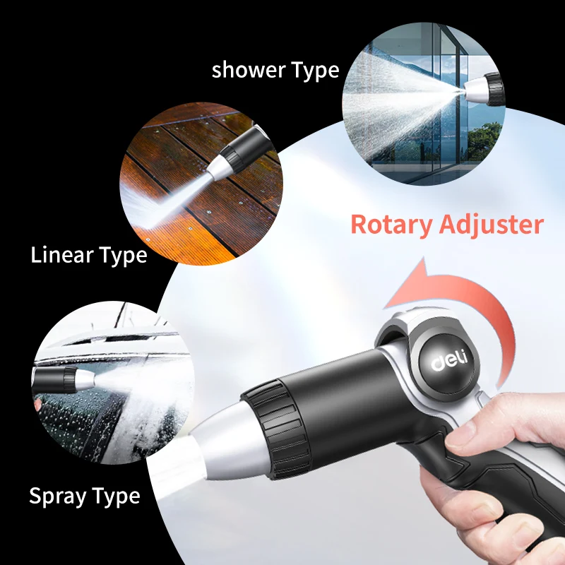 DELI Garden Water Gun Hose Nozzle Mutifunctional Household Car Washing Yard Water Sprayer Pipe Tube Nozzle Sprinkle Tools