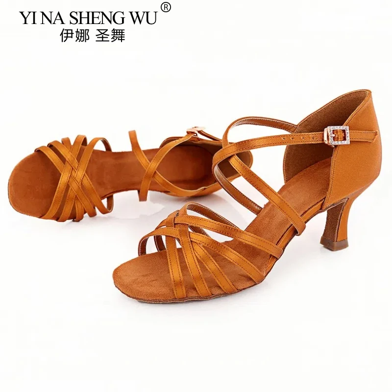 النساء أحذية الرقص اللاتينية قاعة الرقص التانغو السالسا ممارسة الأداء أحذية عالية الكعب أحذية الرقص القياسية بكعب 6/7.5/8.5 سنتيمتر