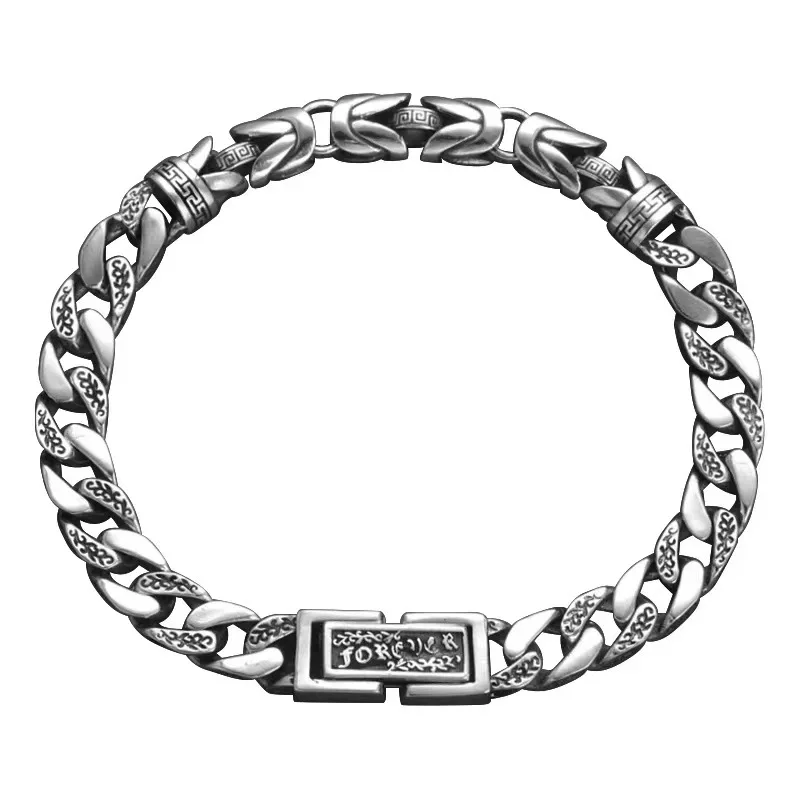 The new S925 Silver personality Fashion Punk retro style trend men's and women's bracelet jewelry gift