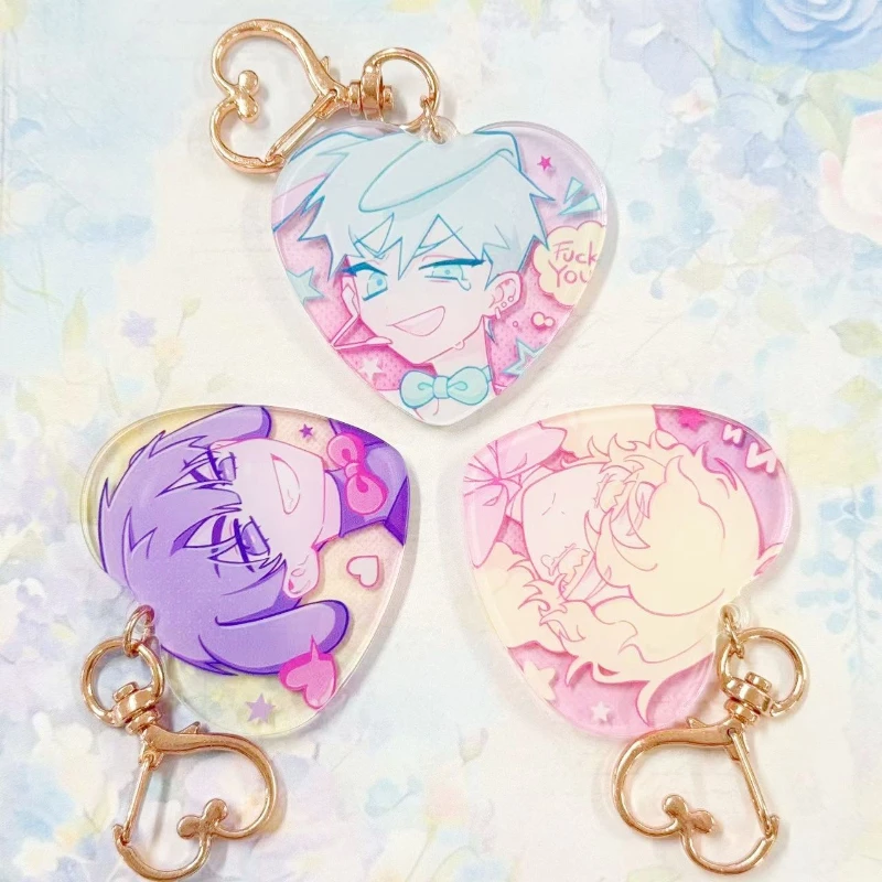 أنيمي الغريبة المرحلة إيفان تيل لوكا تأثيري المفاتيح للجنسين Kawaii الاكريليك القلب كيرينغ مفتاح سلسلة حقيبة حلية الديكور الدعامة #2