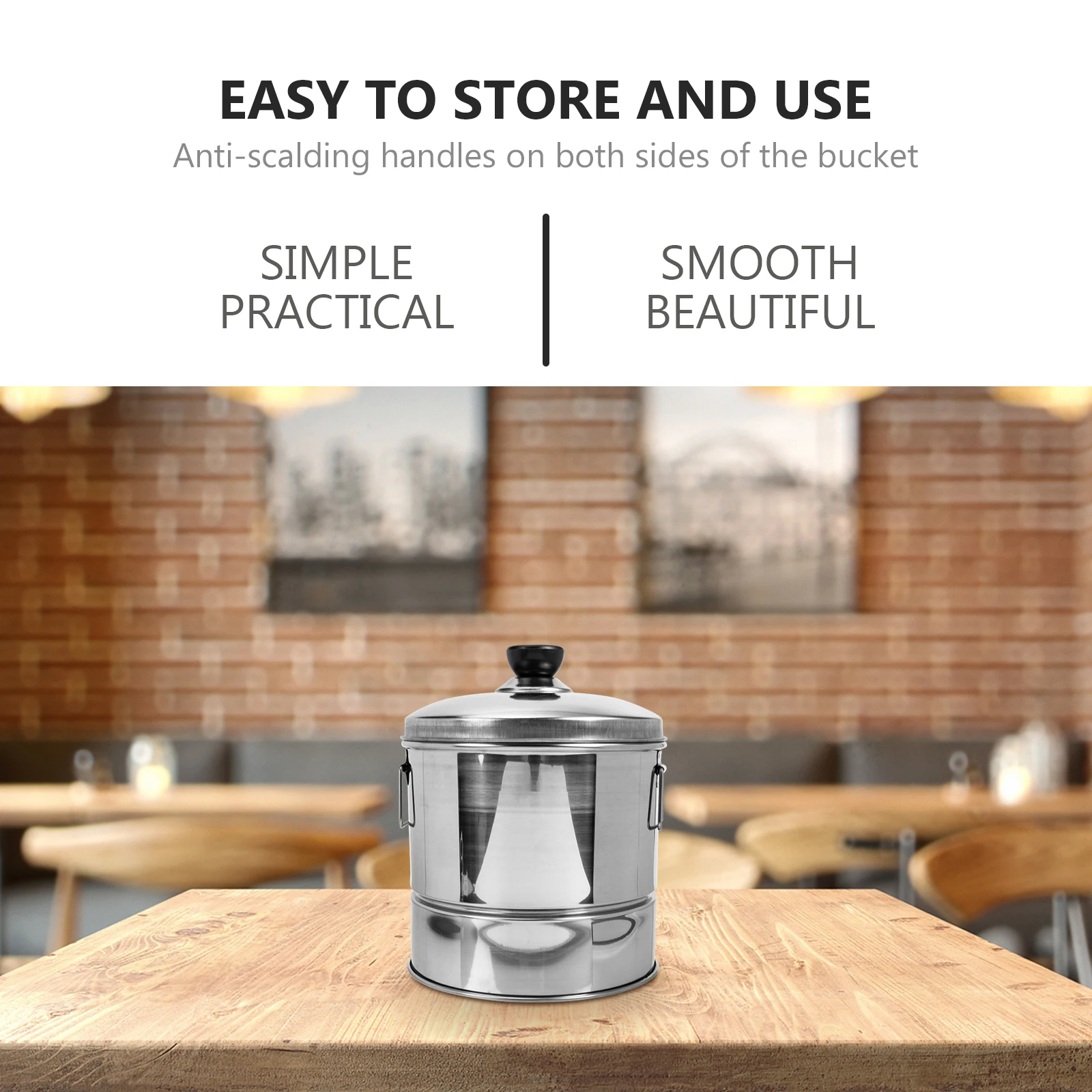 

Stainless Steel Bucket Smooth Surface Anti Hot H Steamer Cookware Rice Cookware Silver Color