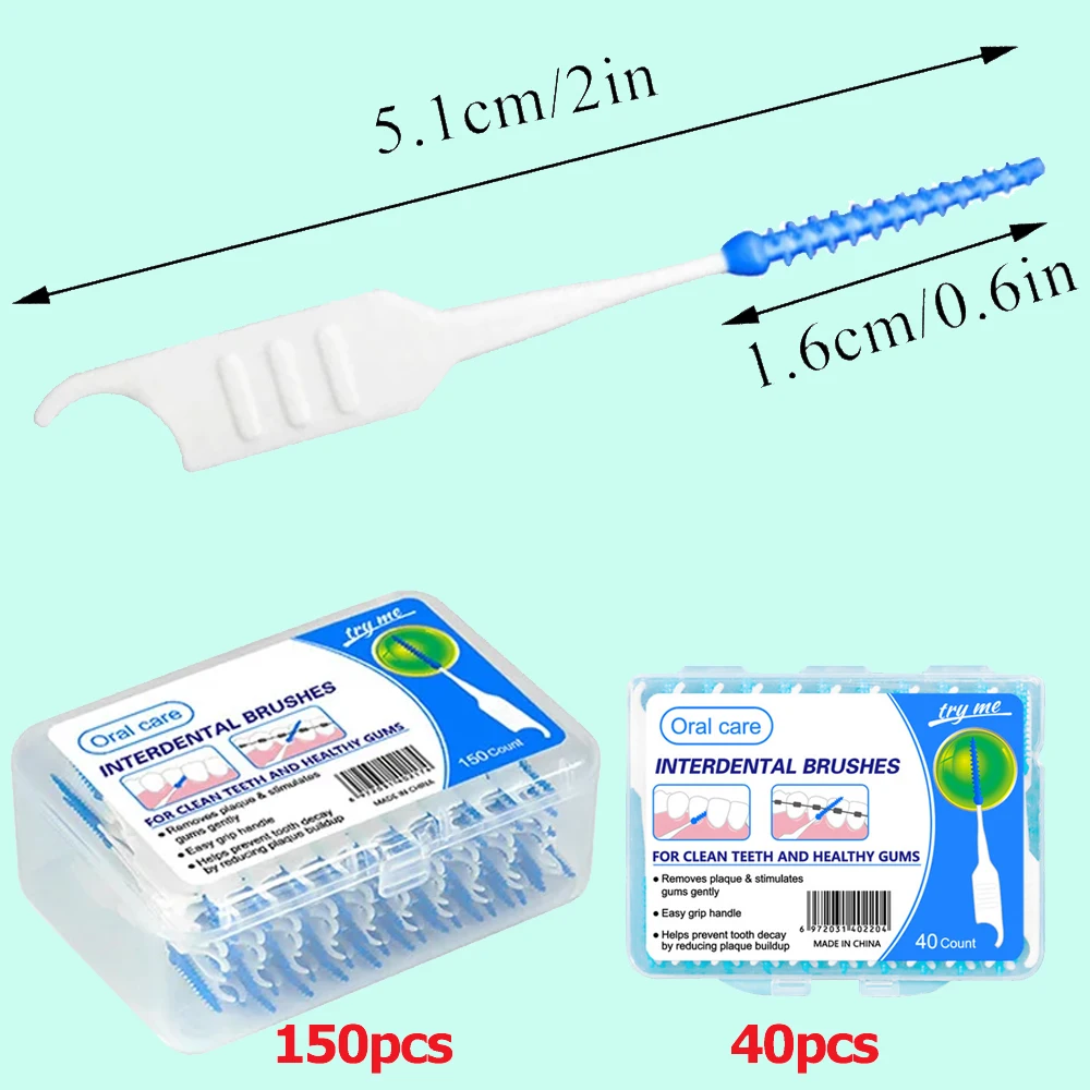 40/150Pcs Silicone Interdental Brushes Dental Toothpicks Between Teeth Cleaner Oral Care Tools