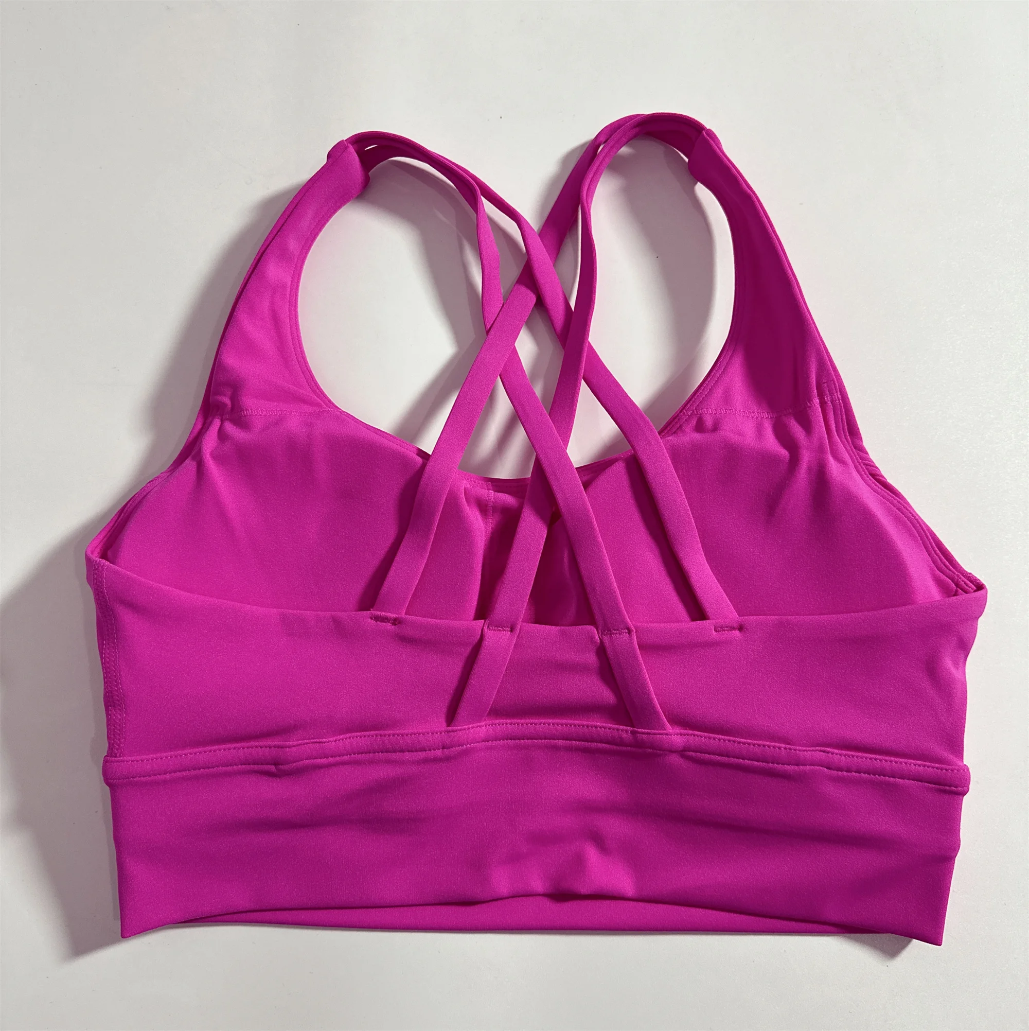 Effen kleur Zachte gekruiste rug Dames Fitness BH Panty Yoga Vest Hoge sterkte Schokbestendig Gym Sport Top Push Up met borstkussen