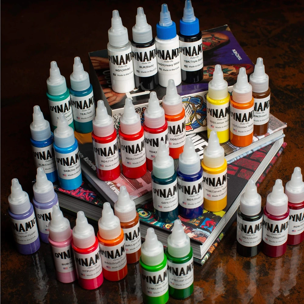 1/14pcs Dynami Quality Professional Tattoo Ink Pigment For Body Safe Rave Natural Permanent Makeup Tattoo Machine Supplie