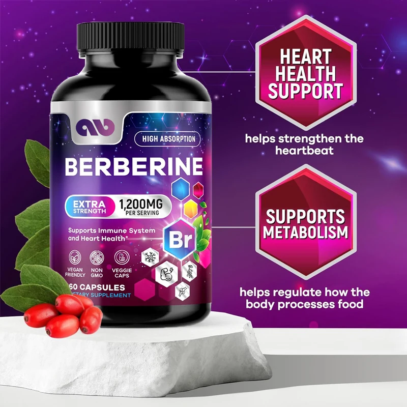 

Premium Berberine HCL 1200mg - Immune and Cardiac Support Supplement -60 Vegetarian Capsules