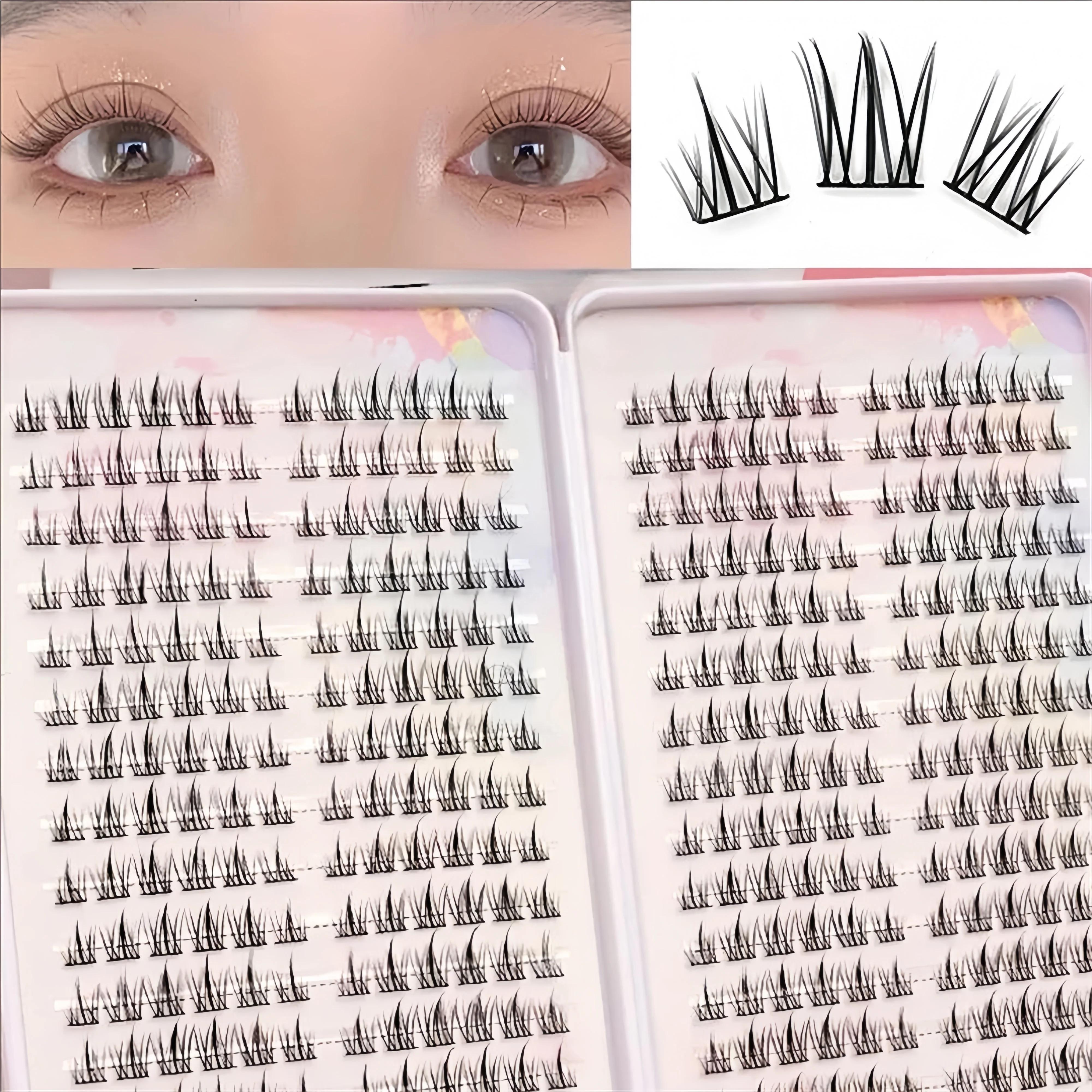 32Rows Manga Lash Eyelash Book High Quality Cluster Lashes Manhua Eyelashes Elf Makeup Strand Eyelashes Y2K Eyelashes Extension