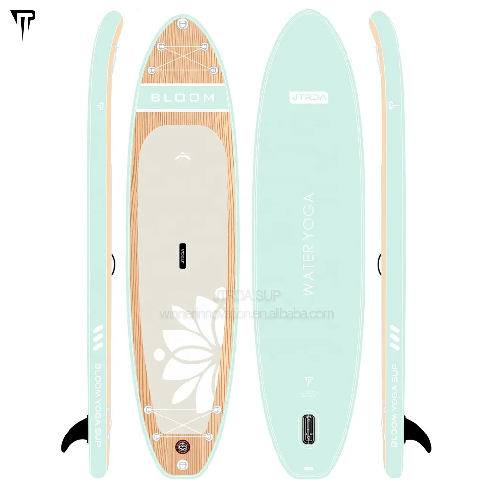 2024 11ft OEM Wholesale Inflatable Water Sports Yoga Mat Water Platform Yoga PaddleBoard Surfboard Custom Yoga Water SUP Board