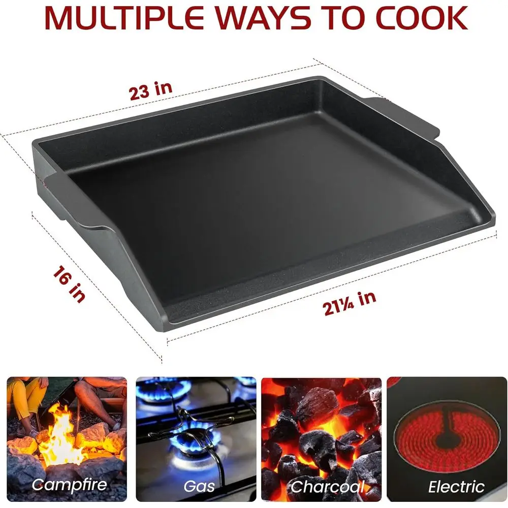 Cast Iron Griddle Gas Grill Stove Top Plate Griddle Insert Stovetop Skillet Charcoal Electric Range Oven Large Cooking Pan Repla