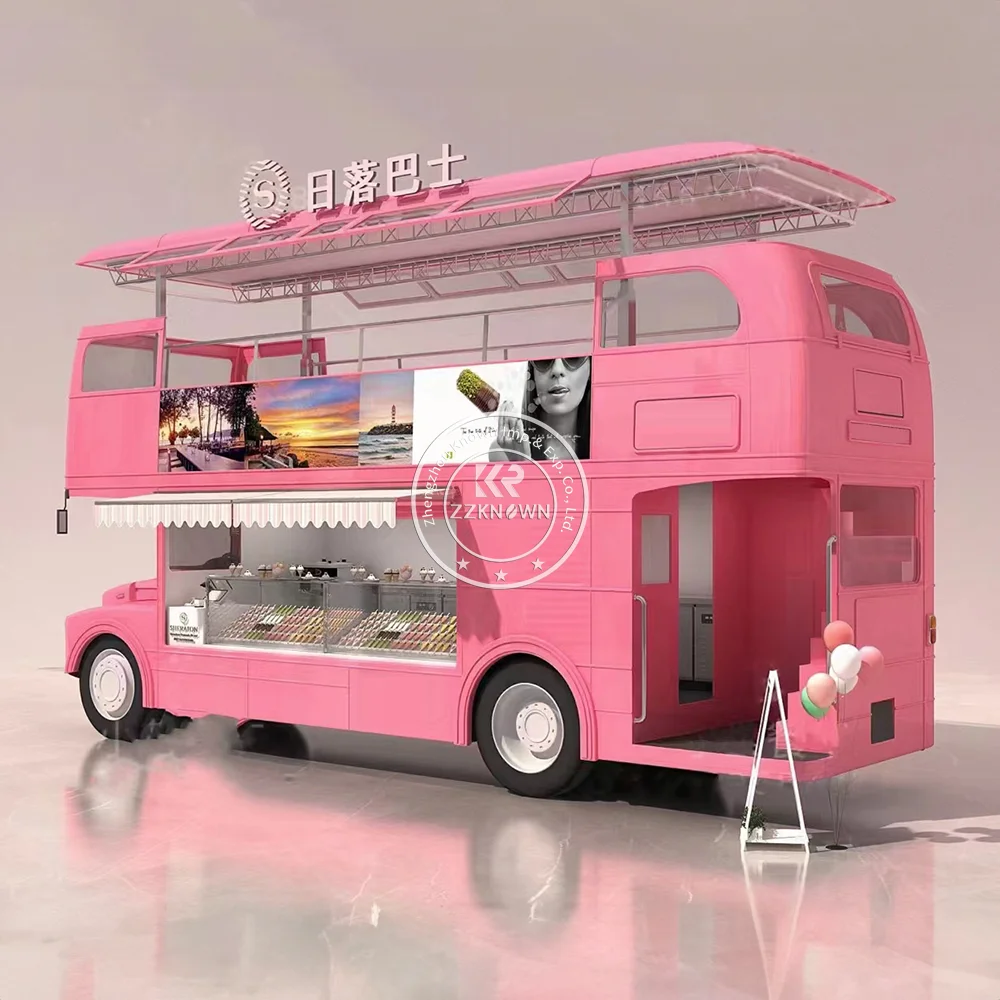 2024 Coffee Bar Cart Double Decker Mobile Bar Truck Electric Food Truck Electric Food Truck With Ice Cream Machine Coffee Shop