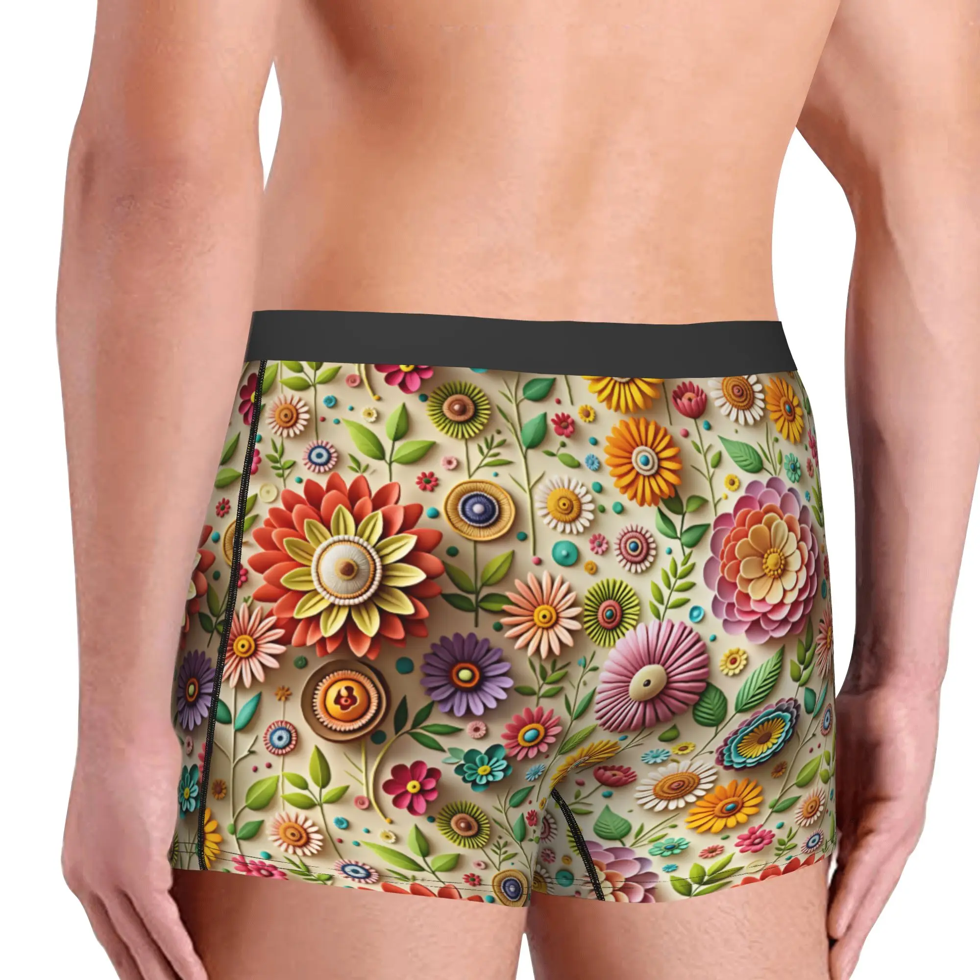 Fashion Trend 3D Flowers Boxers Shorts Men's Luxury High 3D Floral Briefs Underwear Fashion Underpants