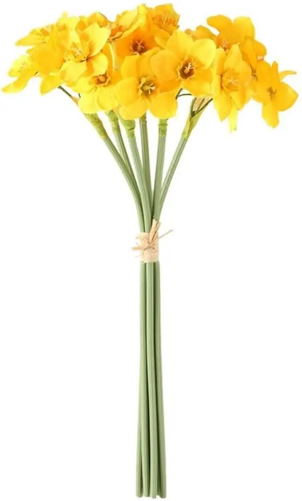 6Pcs Artificial Daffodils Flowers,Faux Daffodils Plants  Daffodils Flowers with Stems Flower Arrangement for Party Wedding  Deco