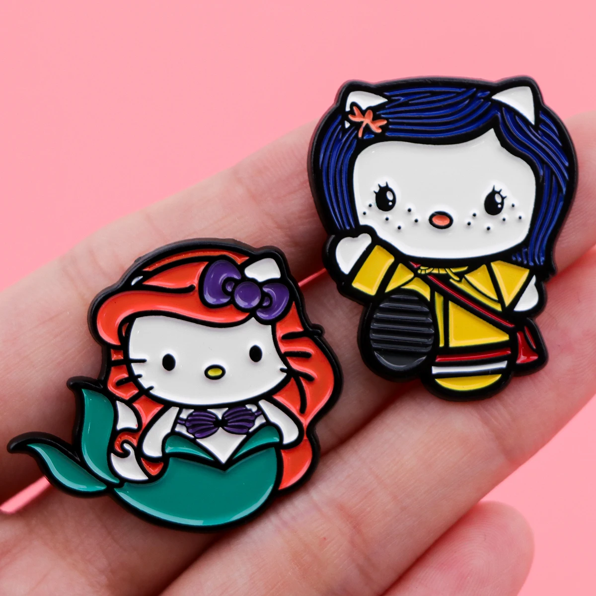 2pcs Cute Girls Enamel Pins Cartoon Women's Brooches Anime Lapel Pins Badge on Backpack Cosplay Accessories Jewelry Kids Gifts