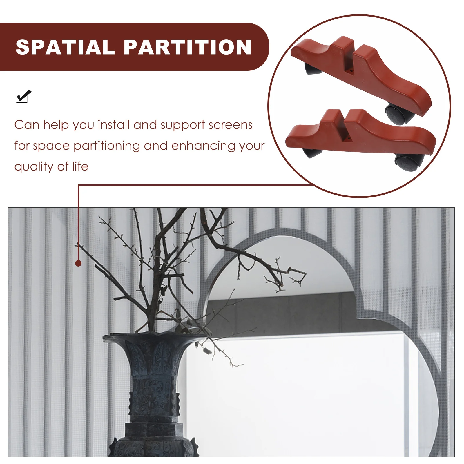 

2Pcs Sliding Wheel Base Heavy-Duty Room Divider Stand Thickened Plastic Screen Feet for Office Home Space Partition Support