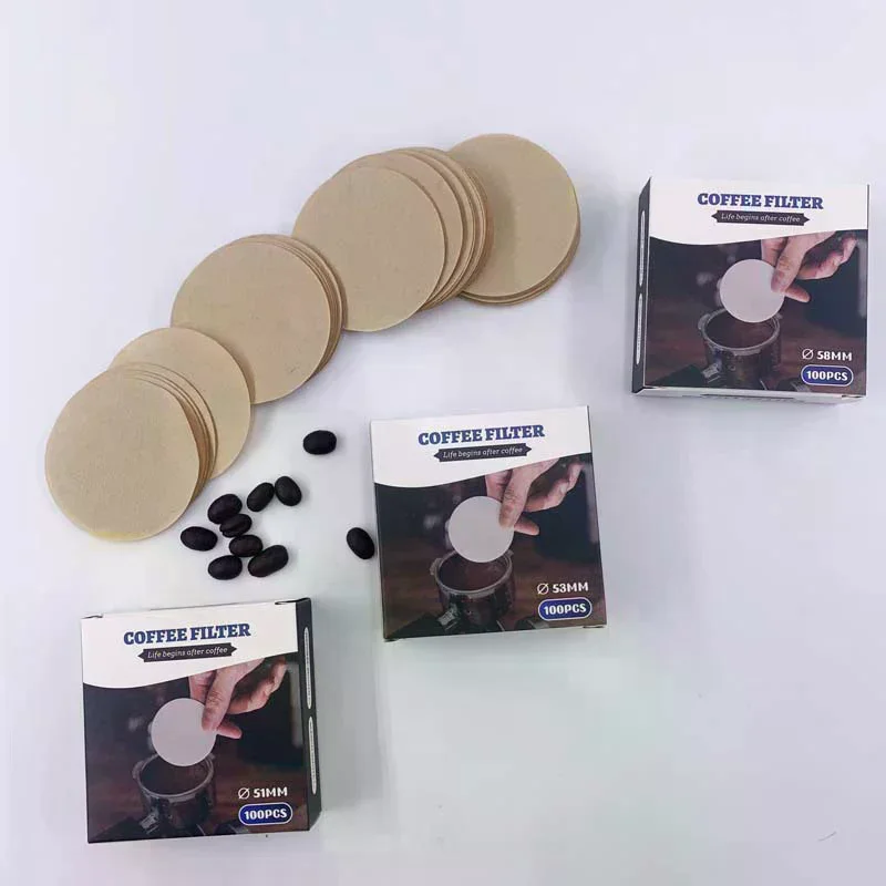 100 Sheets Round Coffee Paper Filter For Moka Pots 51/53/58mm Portafilter Basket Coffee Filter Paper For Espresso Machines