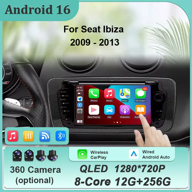 

7-дюймовый мультимедийный проигрыватель на Android 16 для Seat Ibiza 6J 2009-2013 с GPS-навигацией, Bluetooth, Wi-Fi, FM-радио и сенсорным экраном