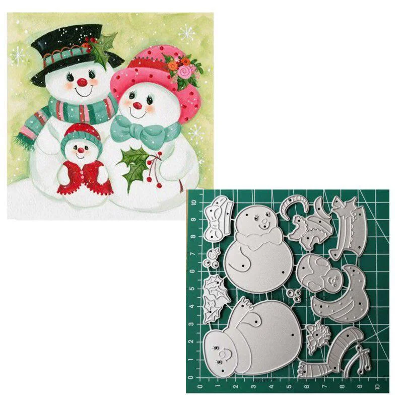 Family Snowman Merry Christmas Cutting Dies For Scrapbooker Die Cuts  Paper Crafting