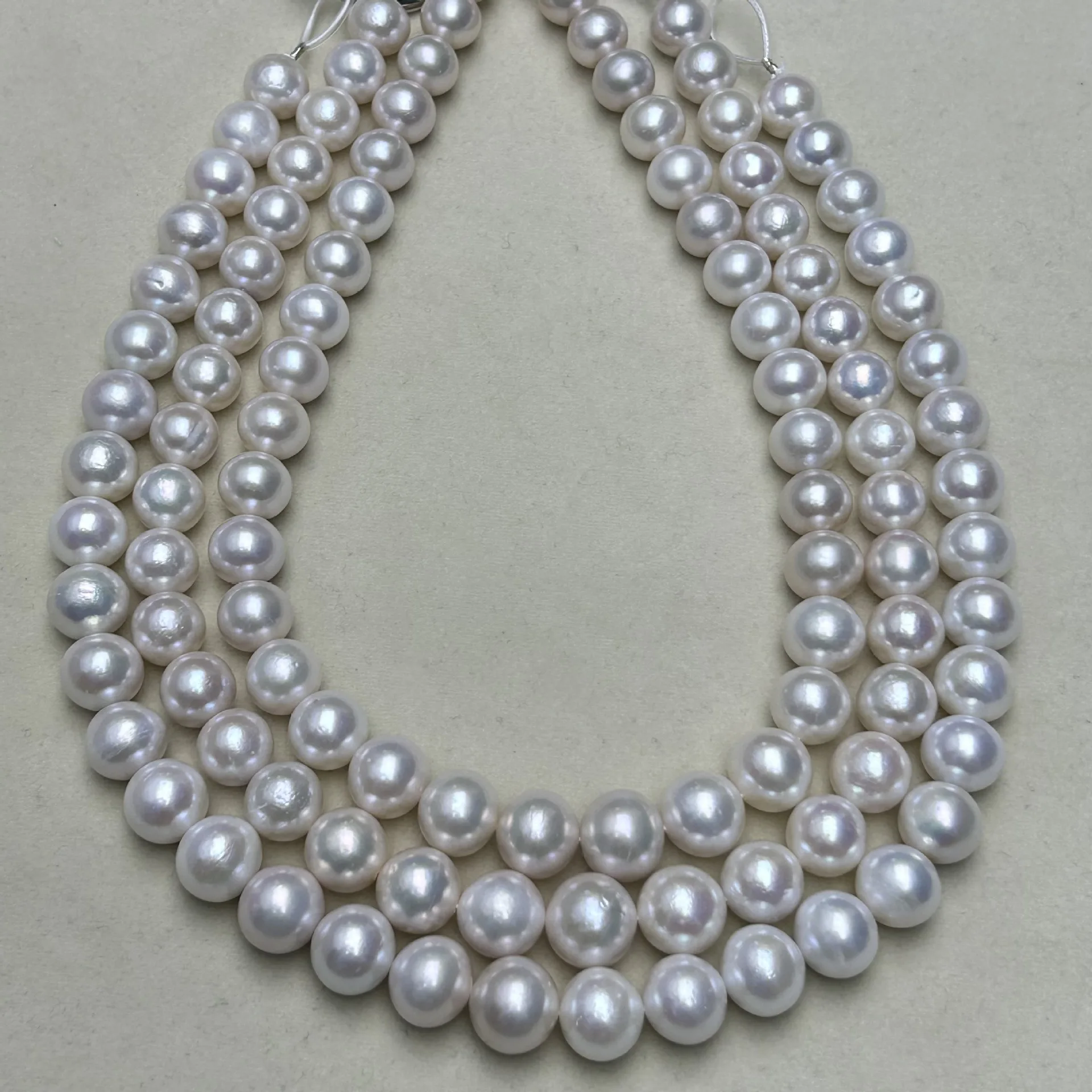 

10-13mm Natural Edison Freshwater Pearl Necklace, Near Perfect Round Strong Luster Slight Imperfections, Premium Pearl Jewelry