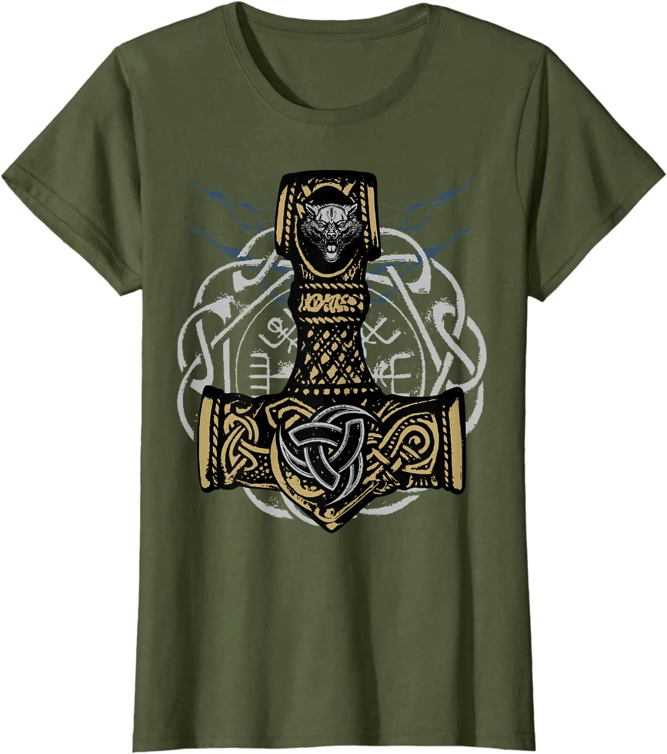 Thors Hammer Triple Horn of Odin Men T-Shirt Short Sleeve Casual 100% Cotton O-Neck Summer Shirt