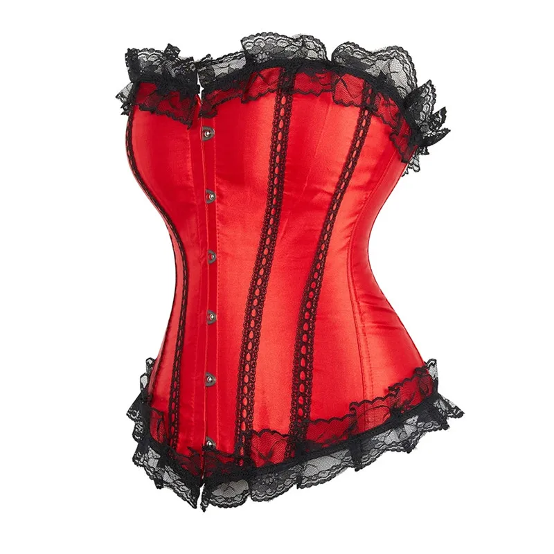 Womans Vintage Corsets and Bustiers Classic Palace Bustier Lace Trim Corsets Burlesque Outfits Fiesta Party Costumes Plus Size