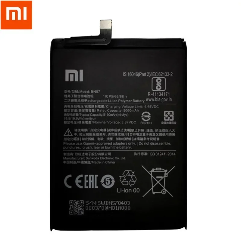 Batería de teléfono Original Xiao mi BN57, 100% mAh, para Xiaomi Pocophone X3, Poco X3 Pro, baterías de repuesto