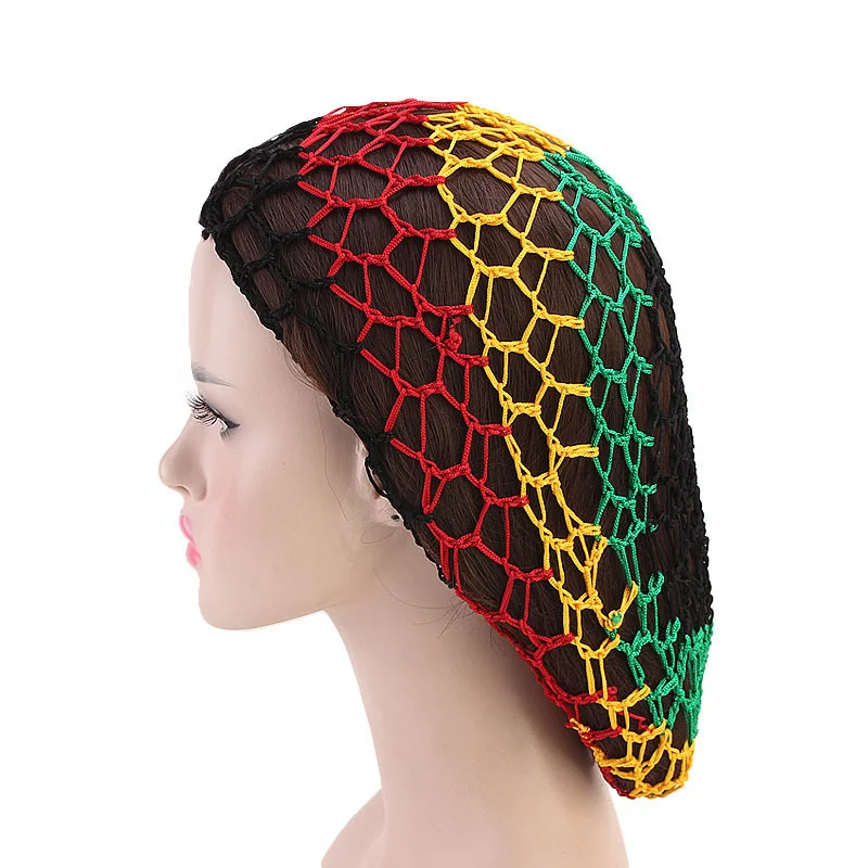 Women's Mesh Hair Net Crochet Cap Soft Rayon Snood Hair Net Colorful Crocheted Hair Net Lady Weaving Network Oversize Knit Hat