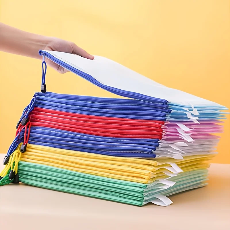 5-Pack A3/A4 PVC Zipper Portfolio Folders with Mesh Design - Waterproof Art, Data, and Drawing Storage Bags