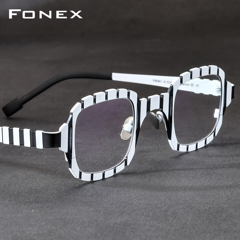 FONEX Pure Titanium Eyeglasses Frame Women 2026 New Fashion Brand Design Square Glasses Men Japanese High Quality Eyewear 85783