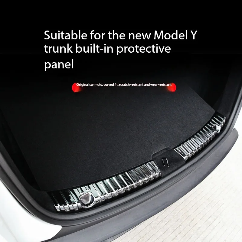 2Pcs/Set Stainless Steel Car Trunk Door Sill Guard Cover Trim for Tesla Model Y Juniper Launch 2025 New 5 Seat Rear Protection