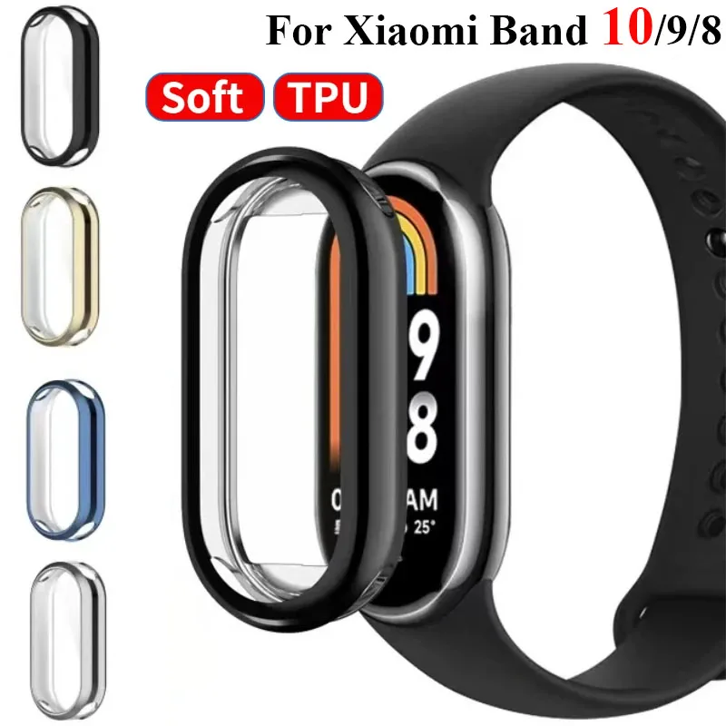 Weiche TPU Fall Für Xiaomi Mi Band 10 9 8 NFC Smartwatch Screen Protector Rahmen Stoßstange Für Xiaomi Mi Band 10 mi Band 9 Abdeckung Shell