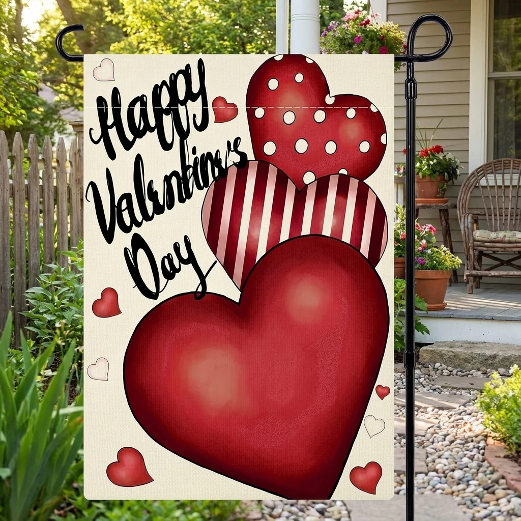 Valentines Day Garden Flag 12x18 Inch Double Sided Love Heart Small Seasonal Valentine's Day Flag Yard Outdoor Flag Decoration