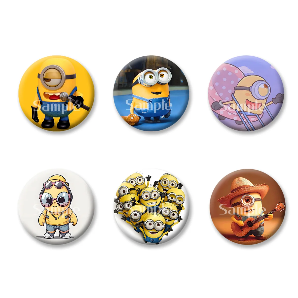 Kawaii lindo Despicable Me Minions insignias Flash botón PinsBrooch llaveros espejo nevera imán joyería regalo para niños amigos