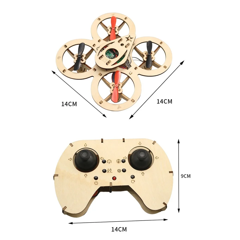 Wooden DIY Quadcopter Remote-Controlled Aircraft Kit For Children STEM Wooden Assembled Remote-controlled Aircraft DIY Wooden