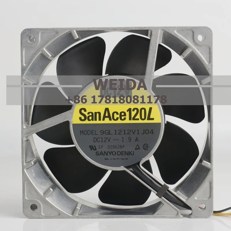 Sanyo 9GL1212V1J04 12038 DC12V 1.9A Aluminum High Temperature Waterproof Motorcycle Modified Violent Cooling Fan 120x120x38MM