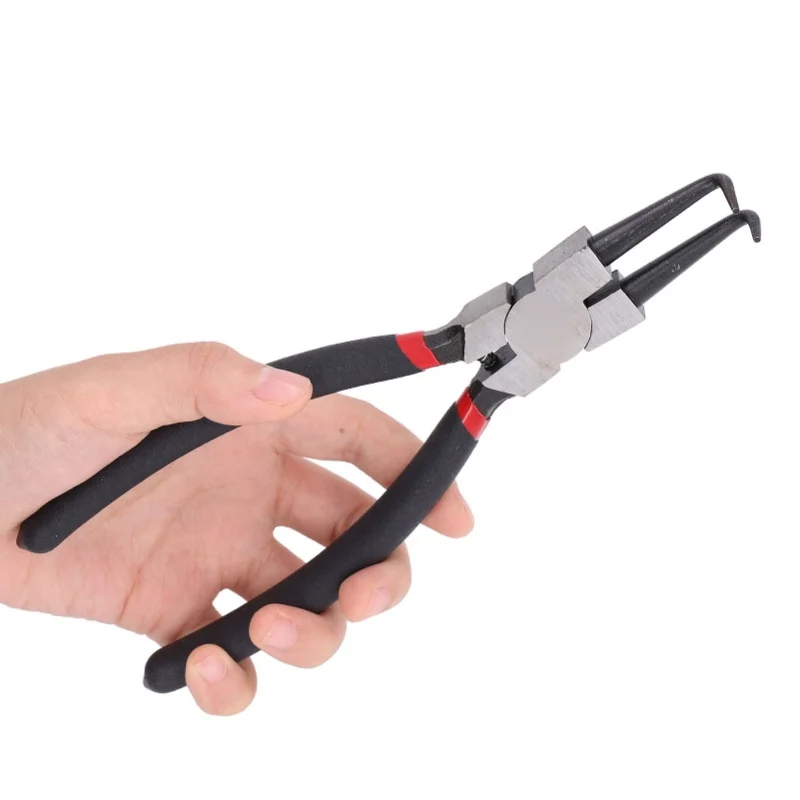 

Клещи для стопорных колец 9 дюймов, с изогнутыми внутренними губками, ручной инструмент для установки и снятия