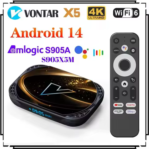 VONTAR Amlogic S905A X5 S905X5M Android 14.0 TV Box Media Player Andorid 14 1000M AV1 4K 60fps Google Player Youtube WiFi6 Box