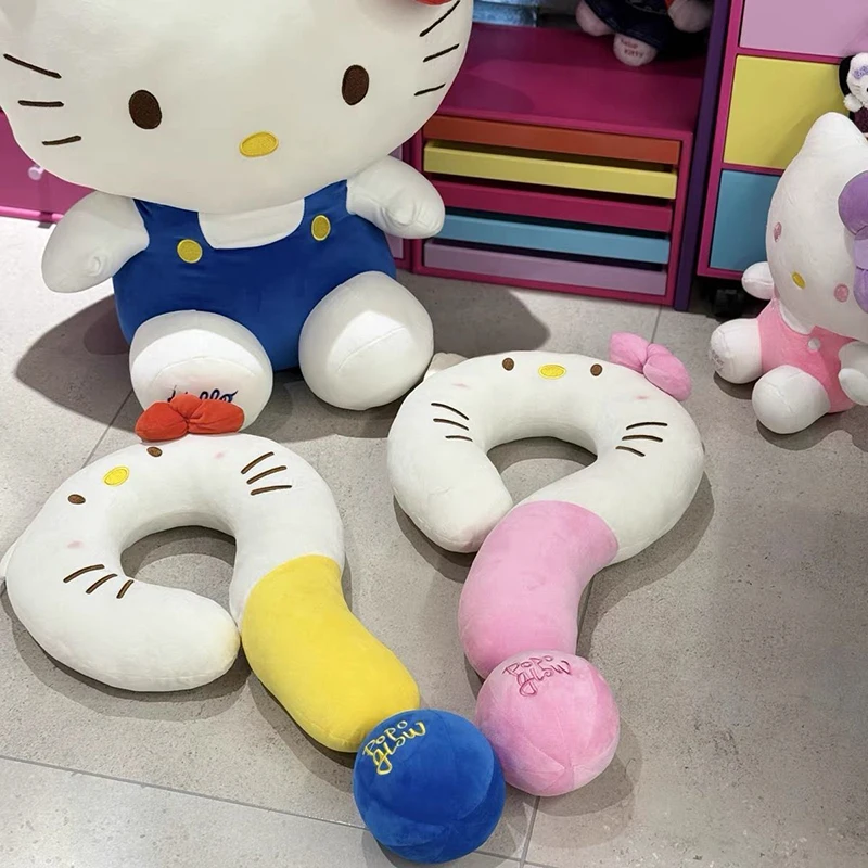 Hello Kitty U Shaped Pillow Creative Cartoon Question Mark Neck Pillow Kawaii Home Travel Soft Noon Break Sleep Pillows Gifts