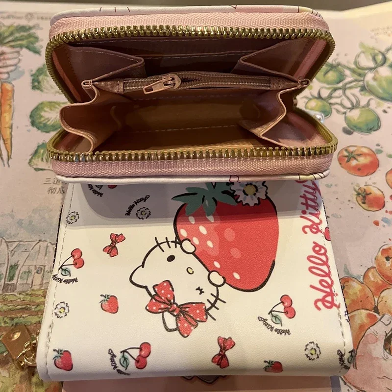 Hellokitty Cartoon Short Version Zipper Wallet Cute Fashion Money Bag Portable Daily Use Student Dopamine Fresh Sweet Coin Purse