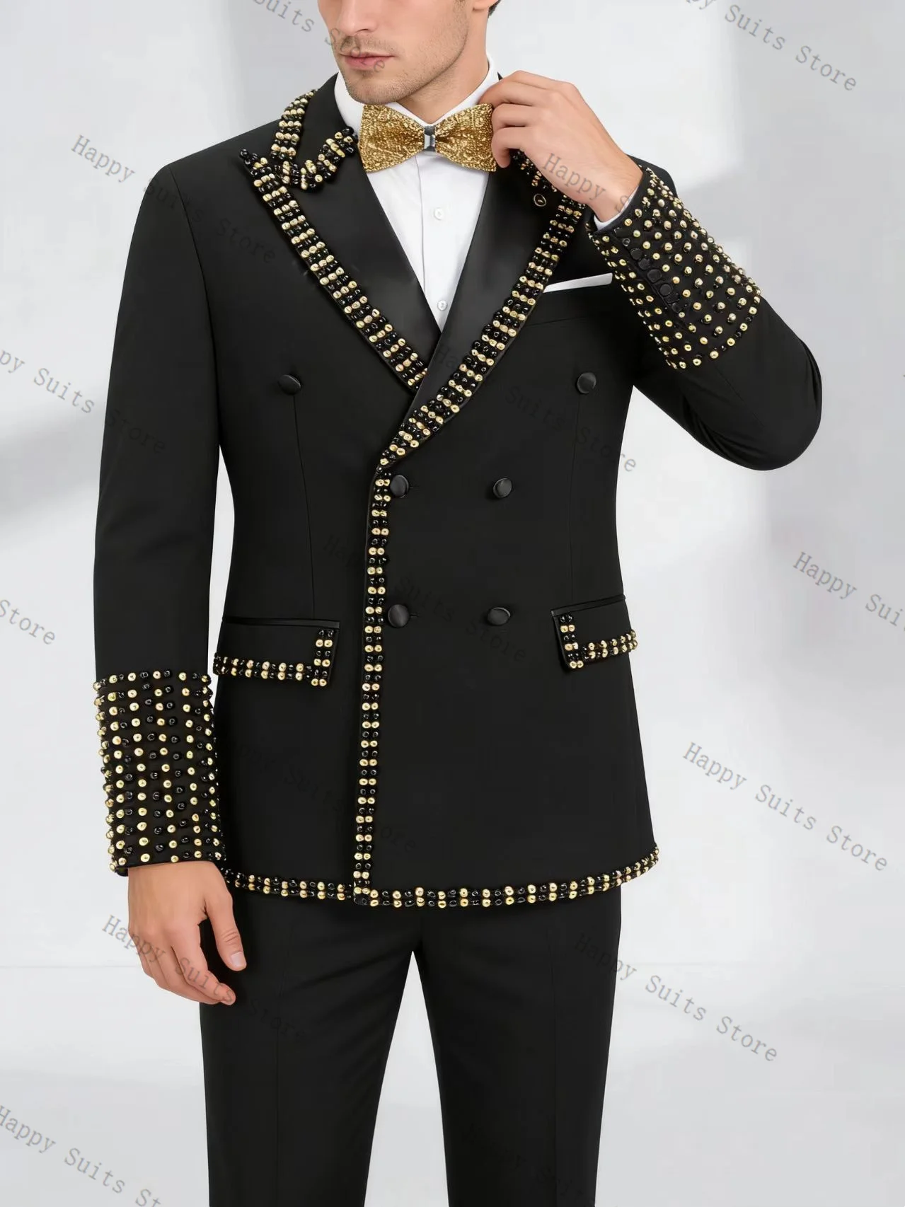 

Black Men Suit Set 2 Pcs Groom Blazer+Pants Trousers 3D Flower Formal Office Coat Wedding Tuxedo Customized Jacket Outfit