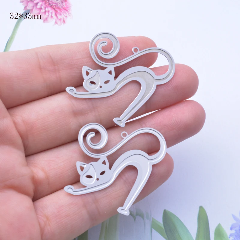 10 Stück schwarze filigrane Anhänger aus geätztem Edelstahl mit Hasen-, Mond-, Stern- und Katzenmotiven, niedliche Tieranhänger für DIY-Schmuckherstellung. – Detail 4