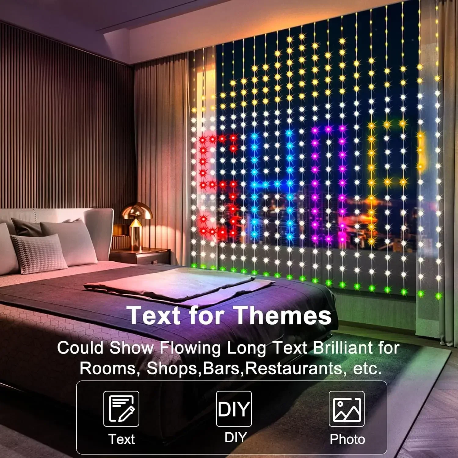 Новый DIY Smart Curtain Light 256/400Leds 5V USB Led Strings Light App Дистанционное Управление Синхронизация Музыки для Рождества Праздничный Декор Партии