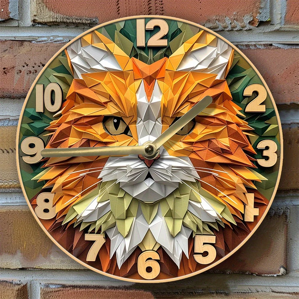 

Maine Coon Cat Wall Clock Kit, Silent Movement, DIY Clock with 3D Effects, High-Definition Printing, Includes Clock Movement