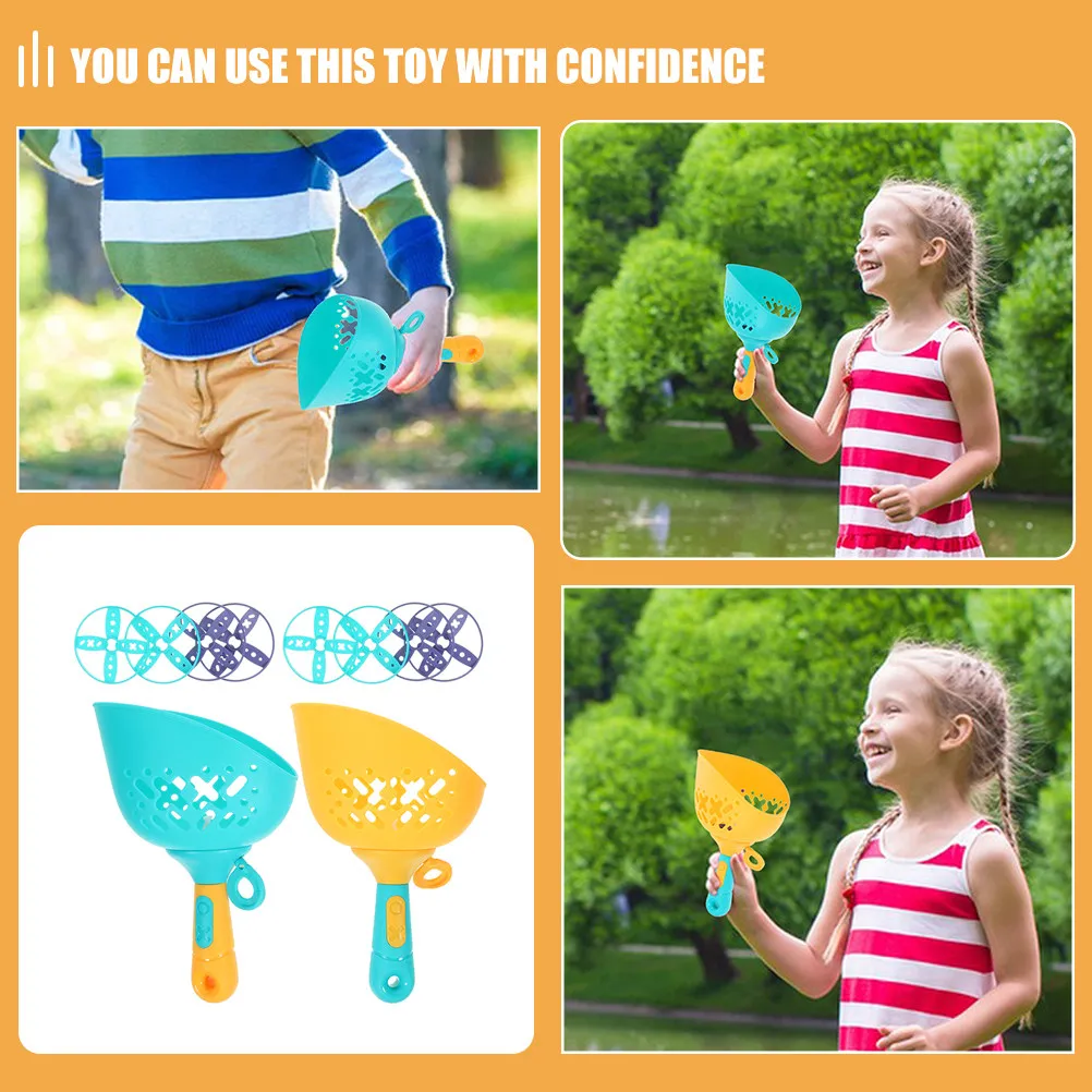 Kids Flying Disc Launcher Toy 2 Set Outdoor Saucer Game for Pool Beach Yard Play