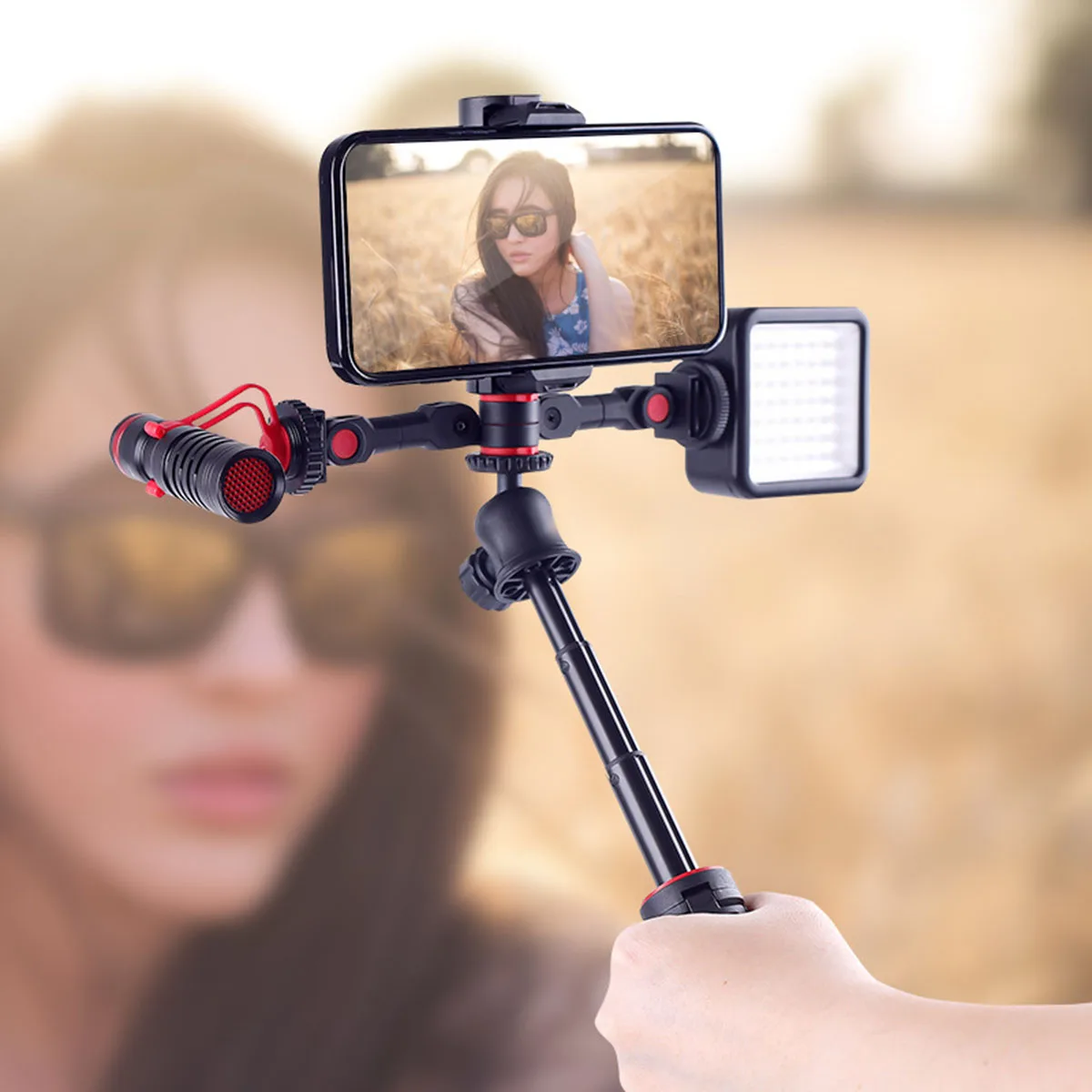 Obrotowy Adapter do montażu na zimno z klips do telefonu podwójnym wspornikiem pasek rozszerzenia na zimne buty do aparat telefon światła LED