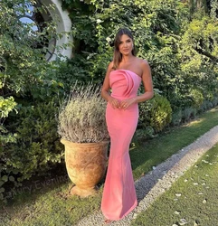 Simple Fashion Ruffles Evening Dresses Mermaid Women's Sexy Sleeveless Backless Prom Gowns Party Vestidos De Fiesta Customized