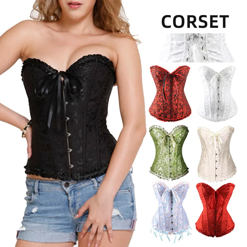 Shapewear Costumes Sexy Lingerie Women Pleated Corset Lace Trimmed Corset And Bustiers