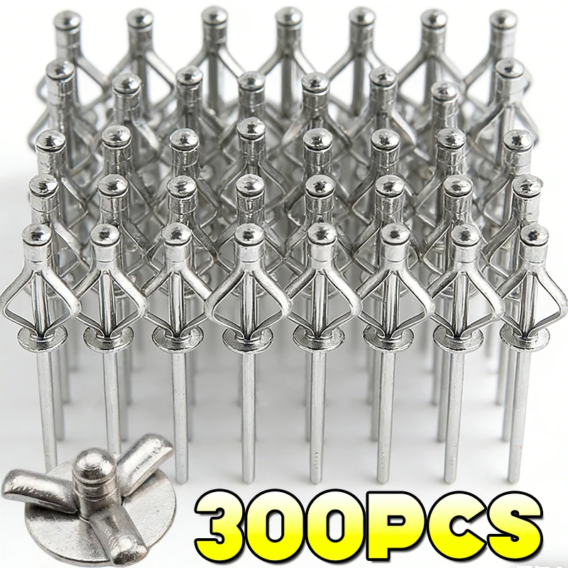 Kit Surtido de Remaches Ciegos de Aleación de Aluminio de 300/50 Piezas, Remaches de Cabeza Redonda Trípticos para Madera, Plástico, Metal, Coche, Reparaciones DIY, Fijaciones