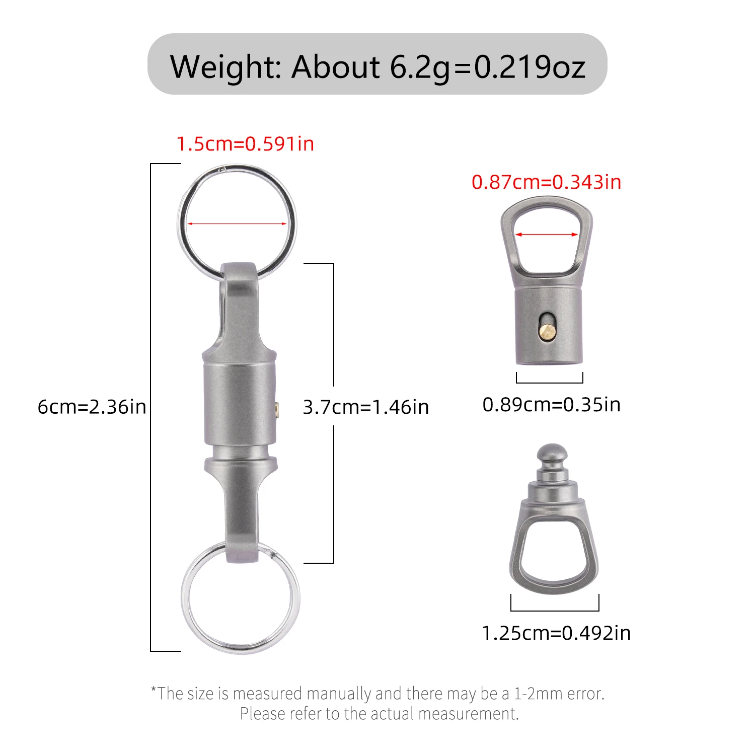 Men's EDC Titanium Alloy Keychain Double Headed Buckle Universal Key Holder Durable Multi-Functional Pocket Tool